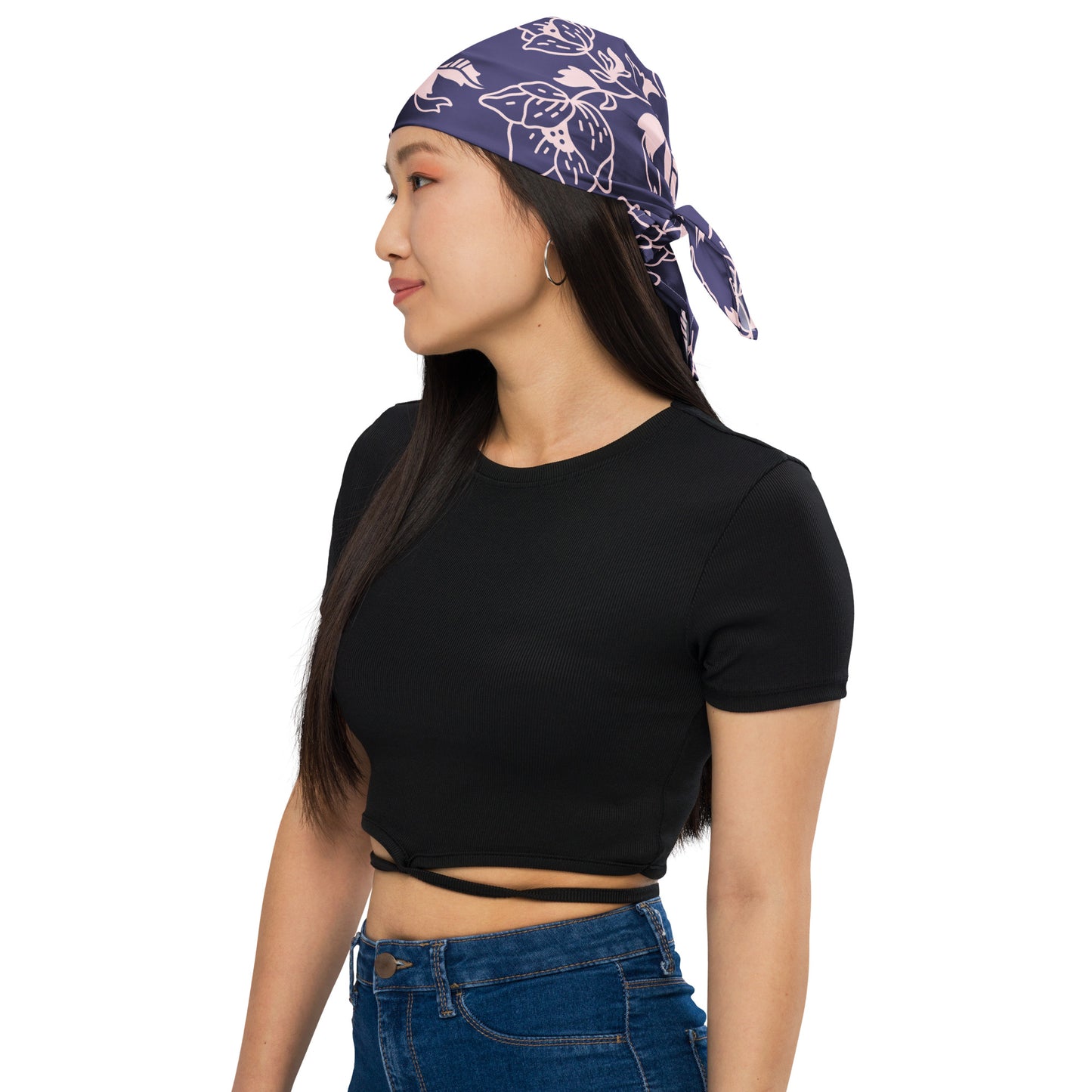 All-over print bandana-Blue floral