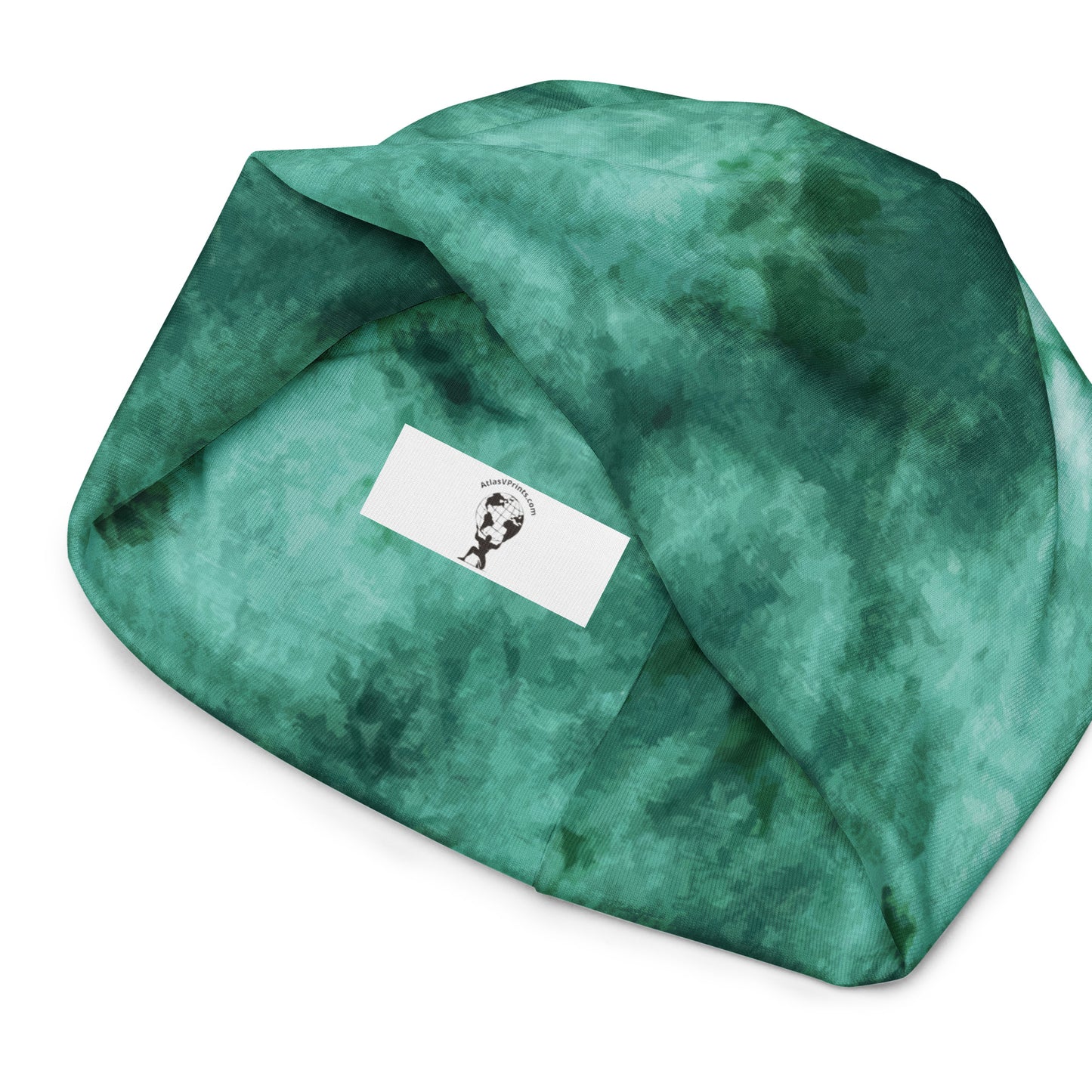 All-Over Print Beanie-Green tie dye