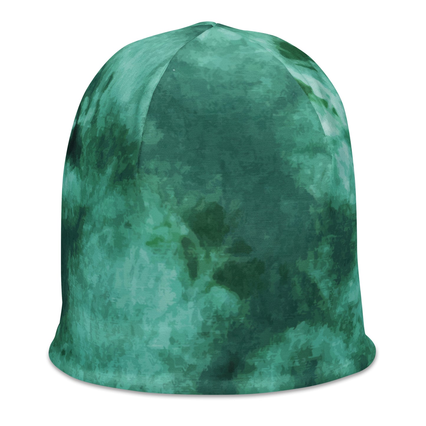 All-Over Print Beanie-Green tie dye