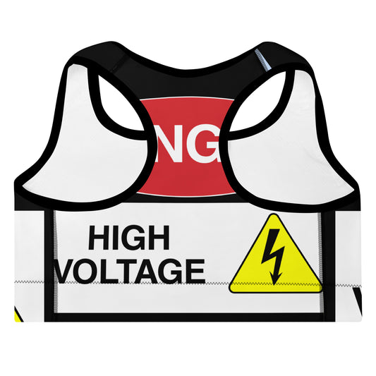 Padded Sports Bra-Danger high voltage