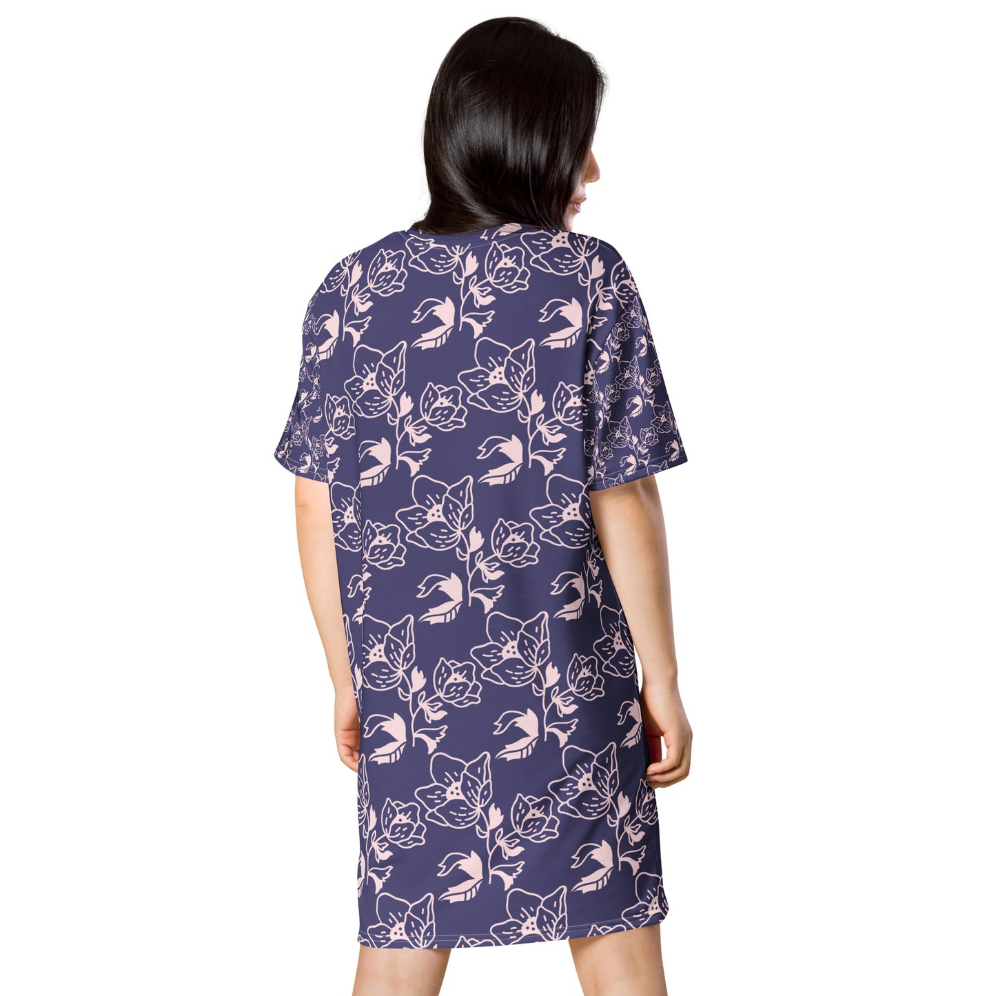 T-shirt dress-Blue floral