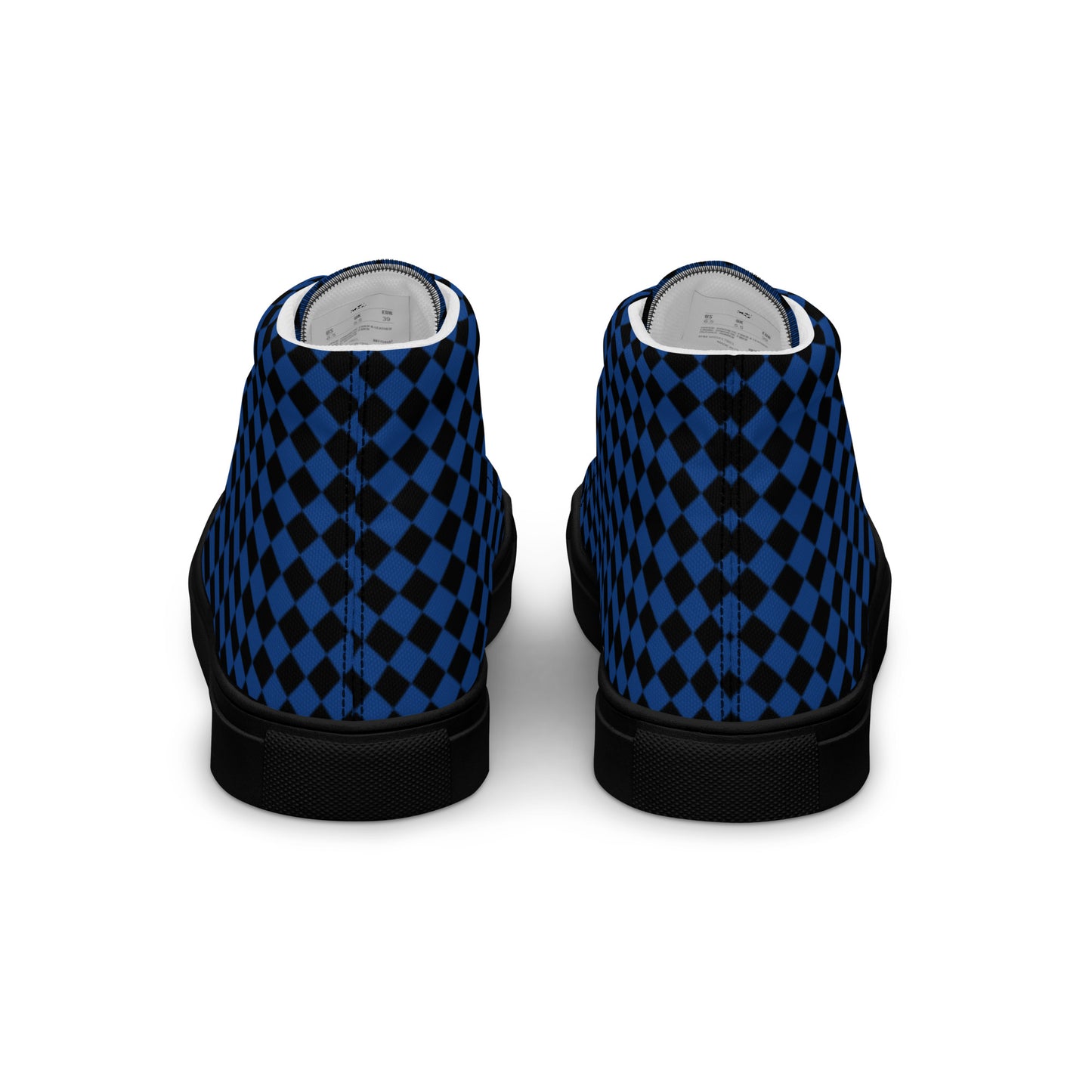 Men’s high top canvas shoes-Checkered blue