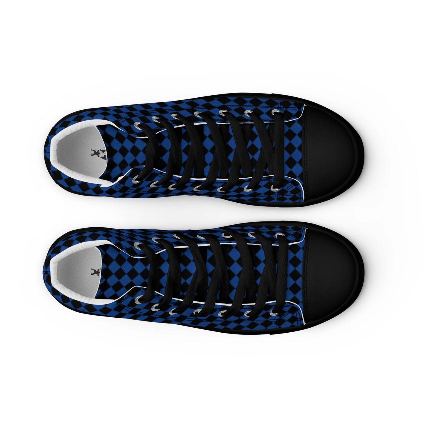 Men’s high top canvas shoes-Checkered blue