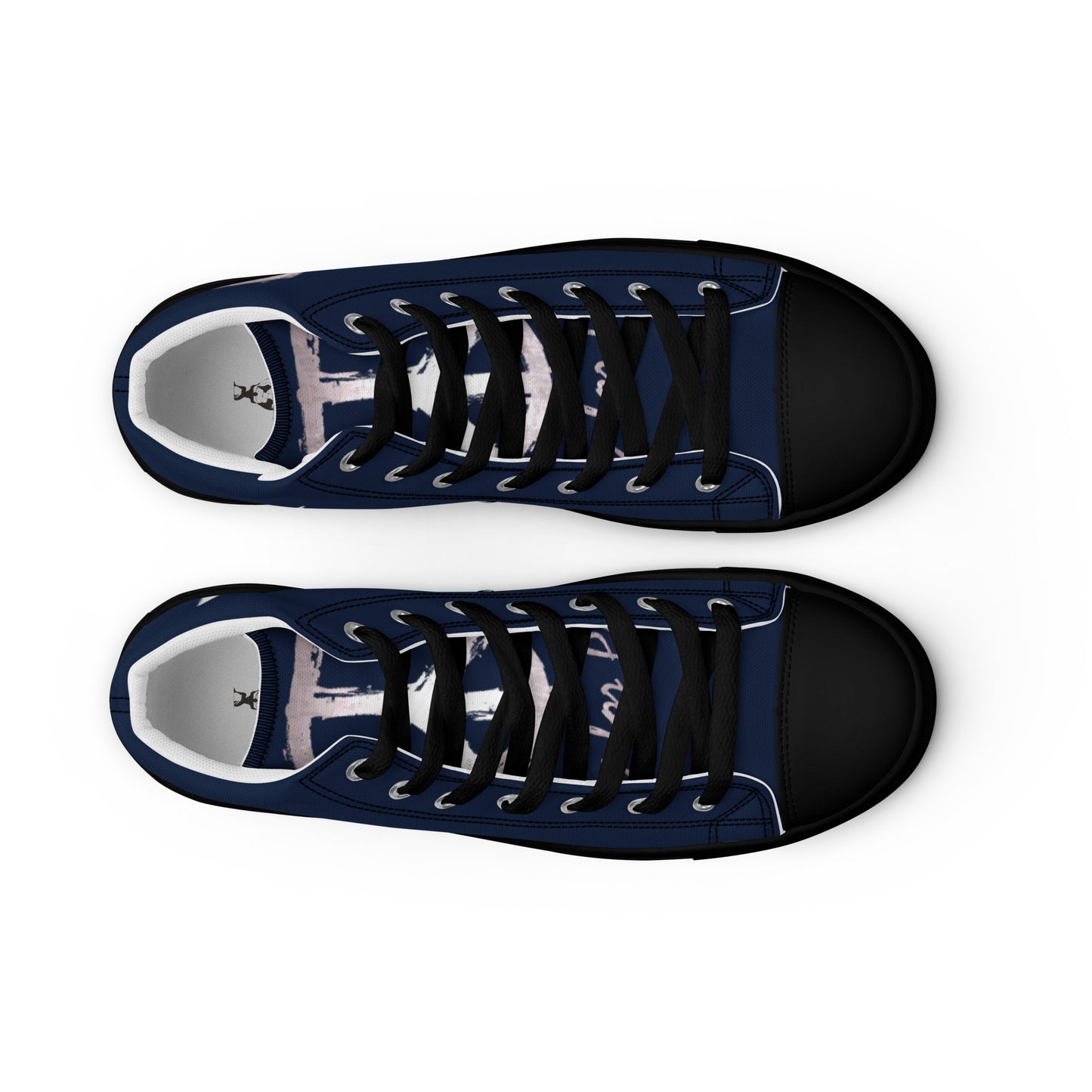 Men’s high top canvas shoes-Navy blue-Peace & Dove