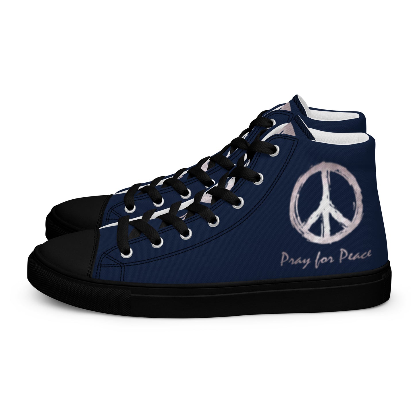 Men’s high top canvas shoes-Navy blue-Peace & Dove