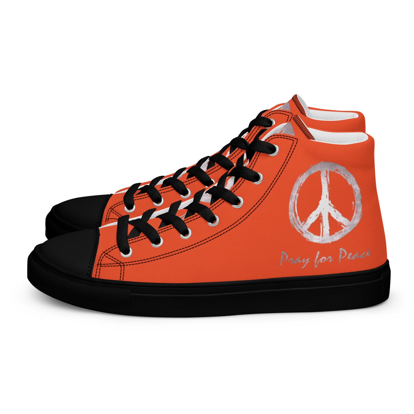 Men’s high top canvas shoes-Outrageous orange-Peace & Dove