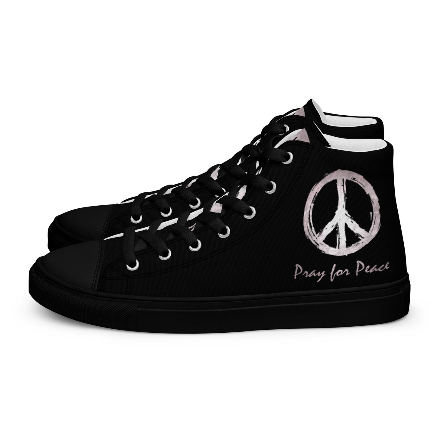 Men’s high top canvas shoes-Black-Peace & Dove