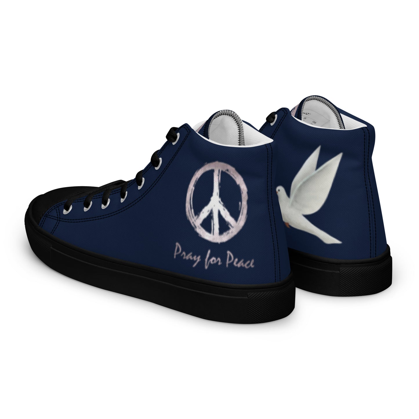 Men’s high top canvas shoes-Navy blue-Peace & Dove