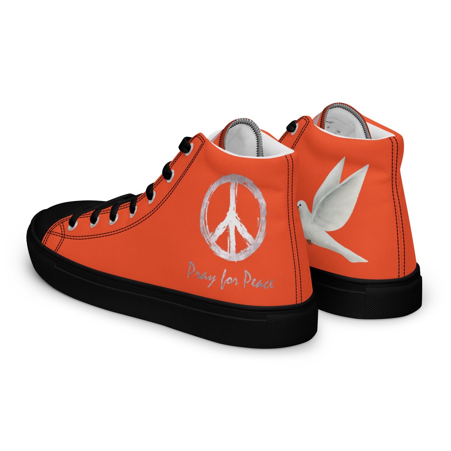 Men’s high top canvas shoes-Outrageous orange-Peace & Dove