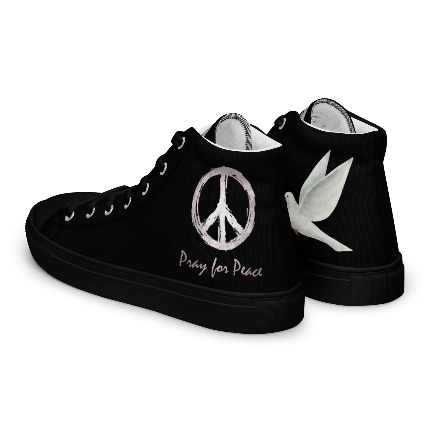 Men’s high top canvas shoes-Black-Peace & Dove