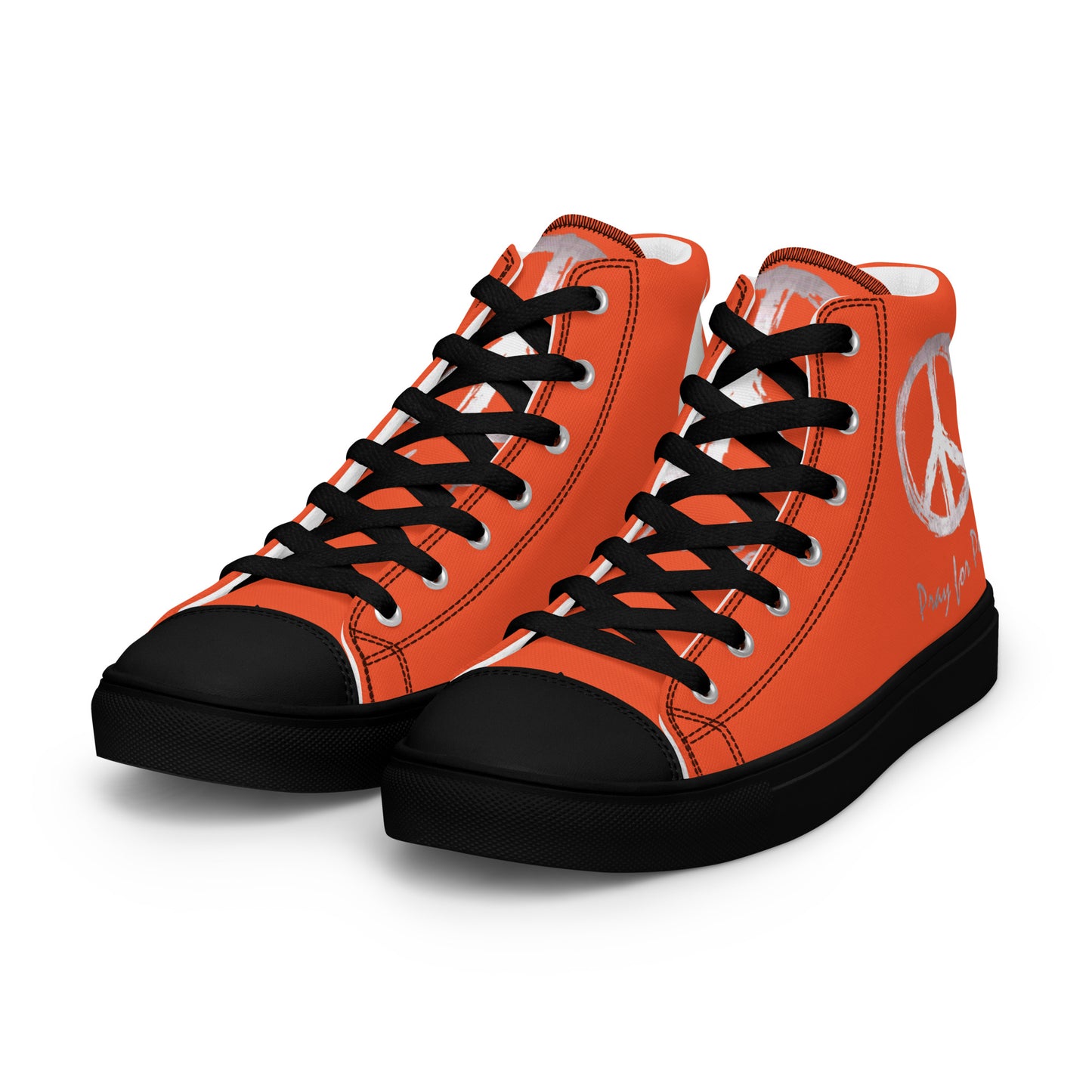 Men’s high top canvas shoes-Outrageous orange-Peace & Dove