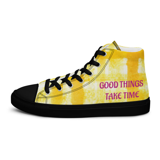 Men’s high top canvas shoes-Tie dye Good things take time