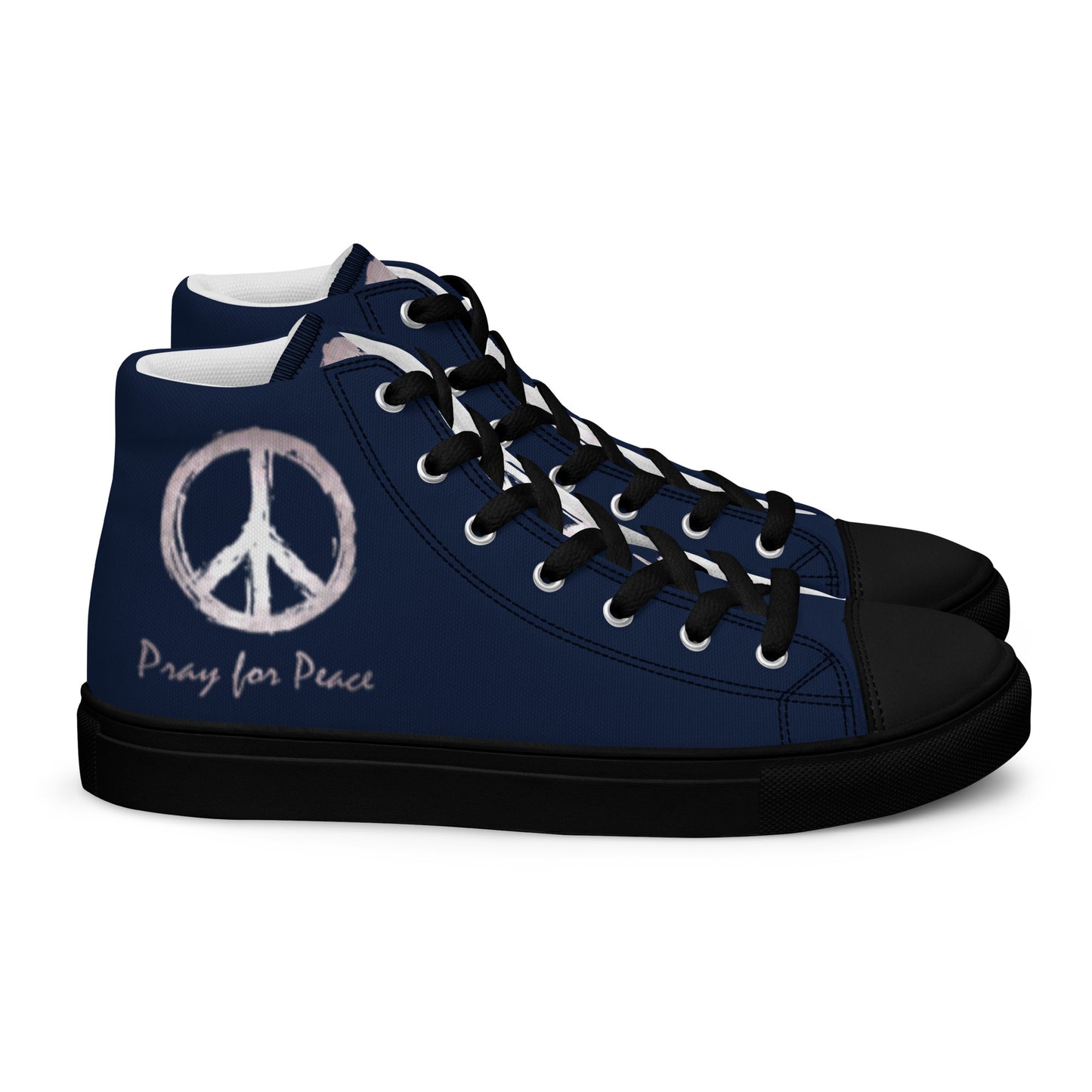 Men’s high top canvas shoes-Navy blue-Peace & Dove