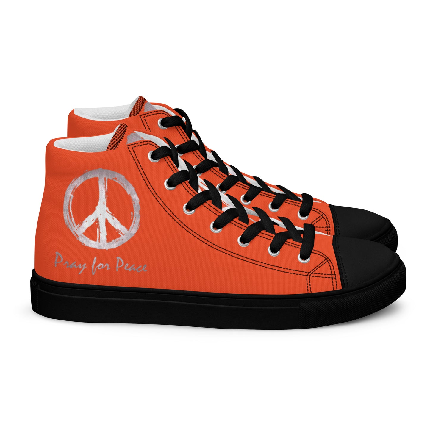 Men’s high top canvas shoes-Outrageous orange-Peace & Dove