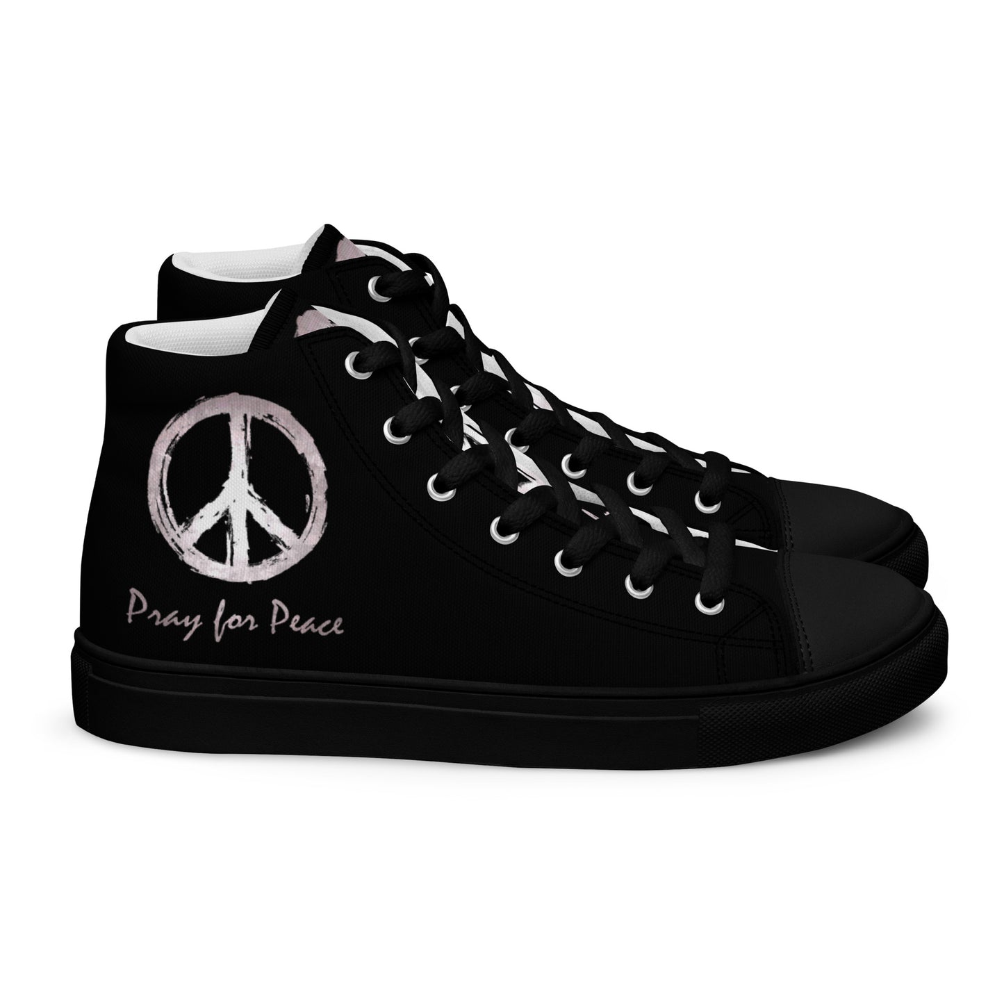 Men’s high top canvas shoes-Black-Peace & Dove