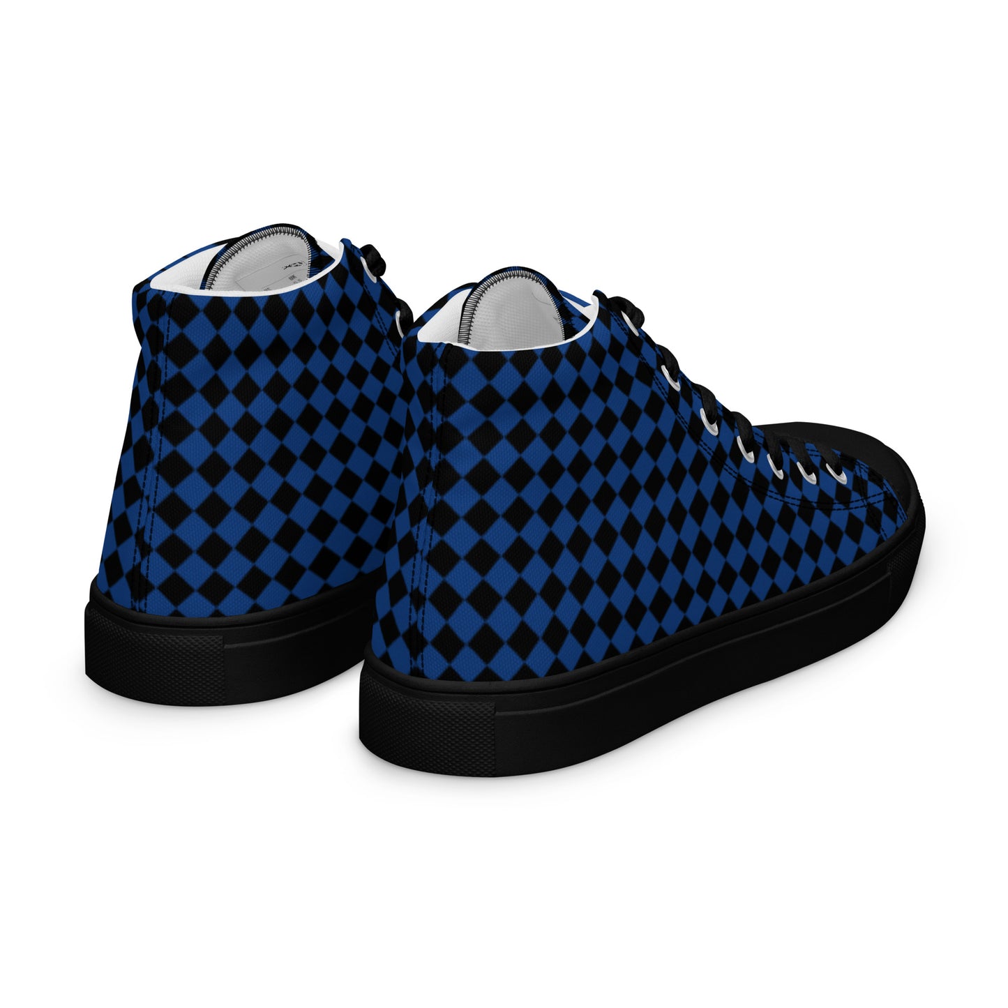 Men’s high top canvas shoes-Checkered blue