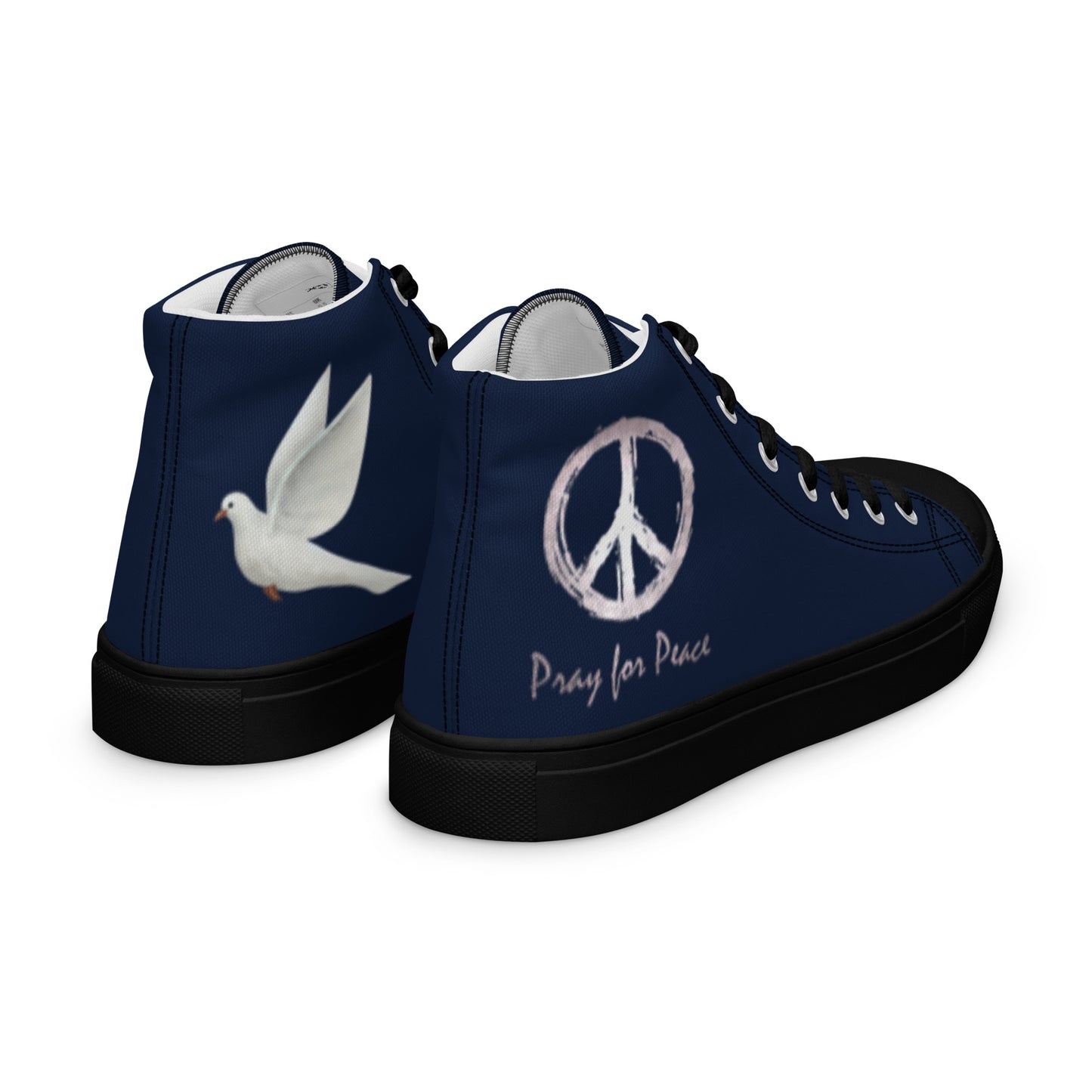 Men’s high top canvas shoes-Navy blue-Peace & Dove