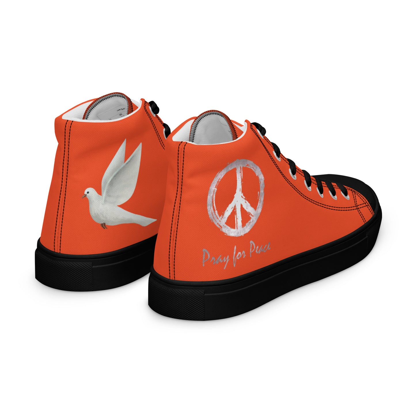 Men’s high top canvas shoes-Outrageous orange-Peace & Dove