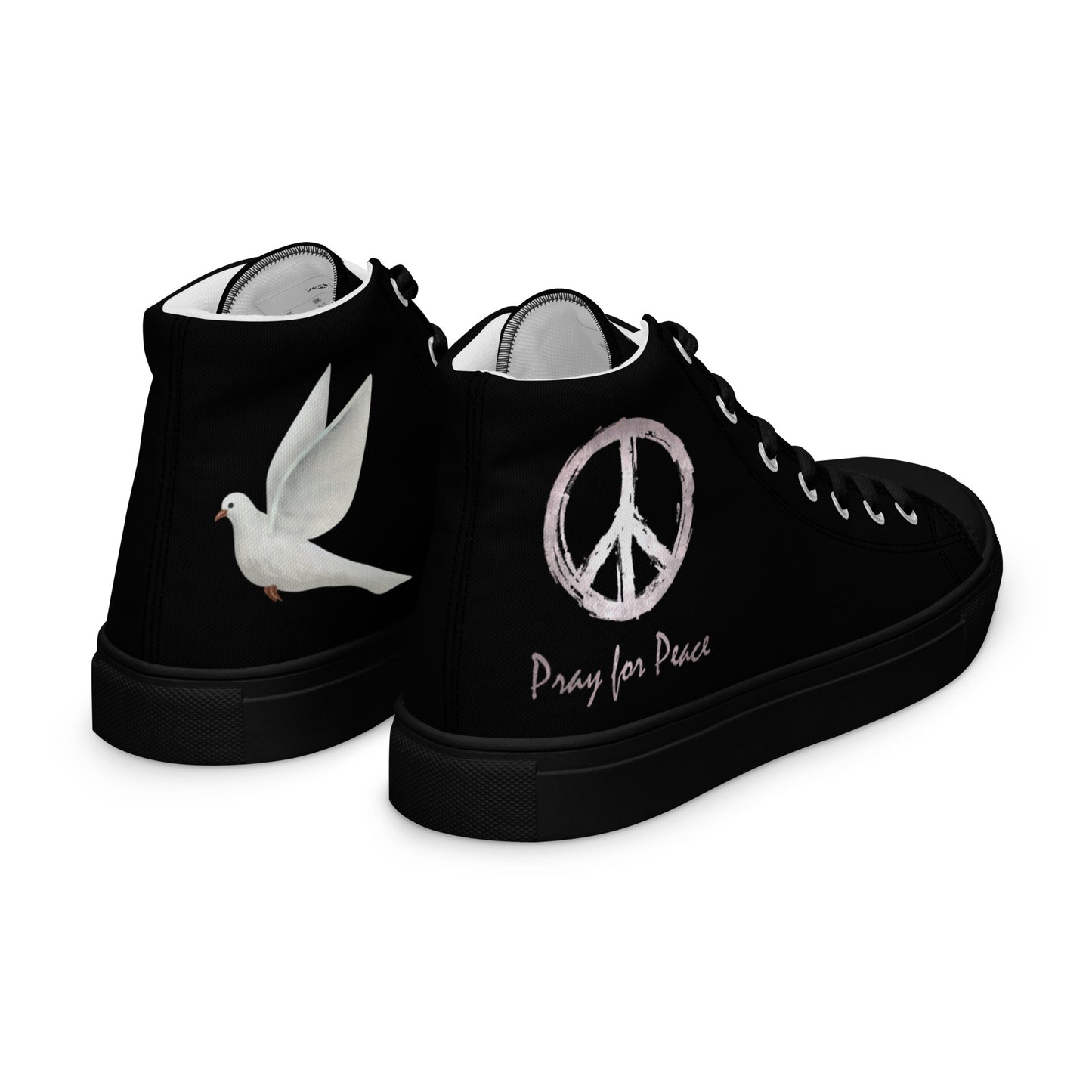 Men’s high top canvas shoes-Black-Peace & Dove