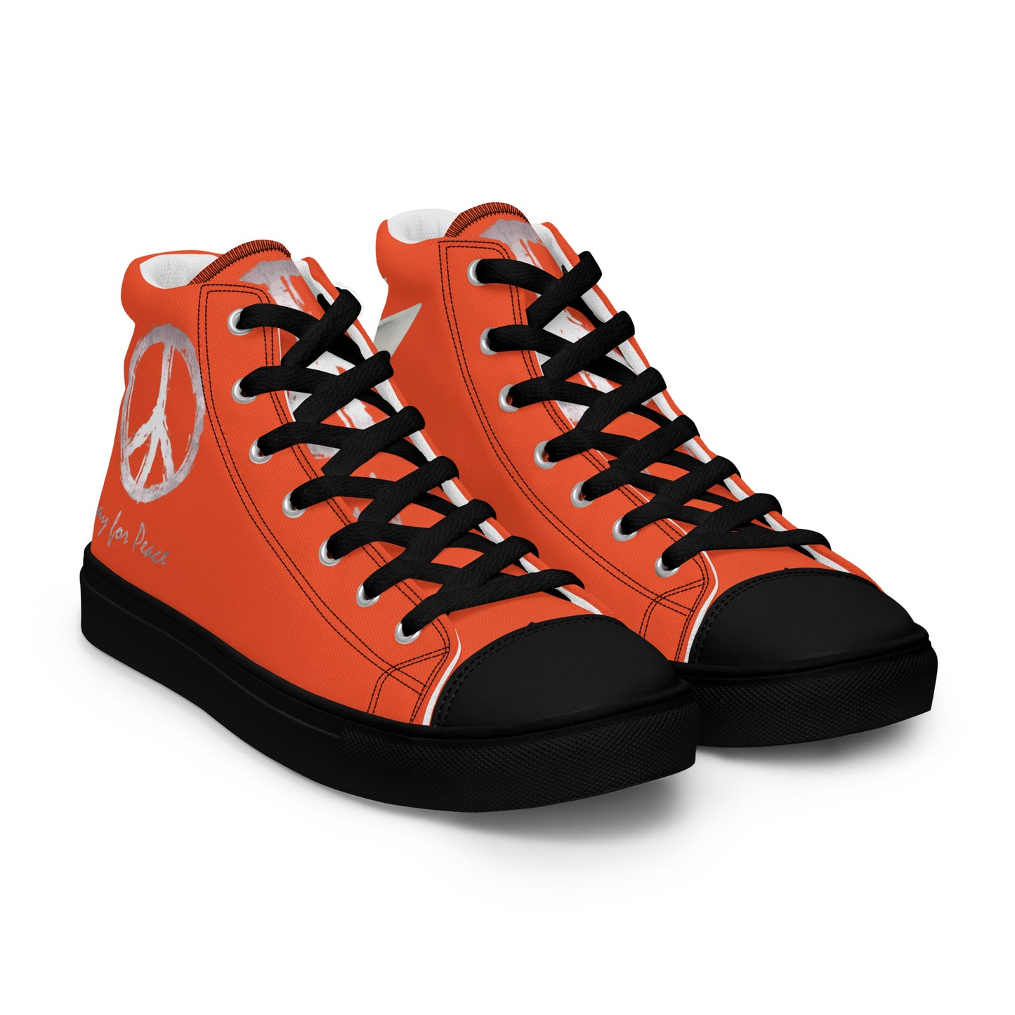 Men’s high top canvas shoes-Outrageous orange-Peace & Dove