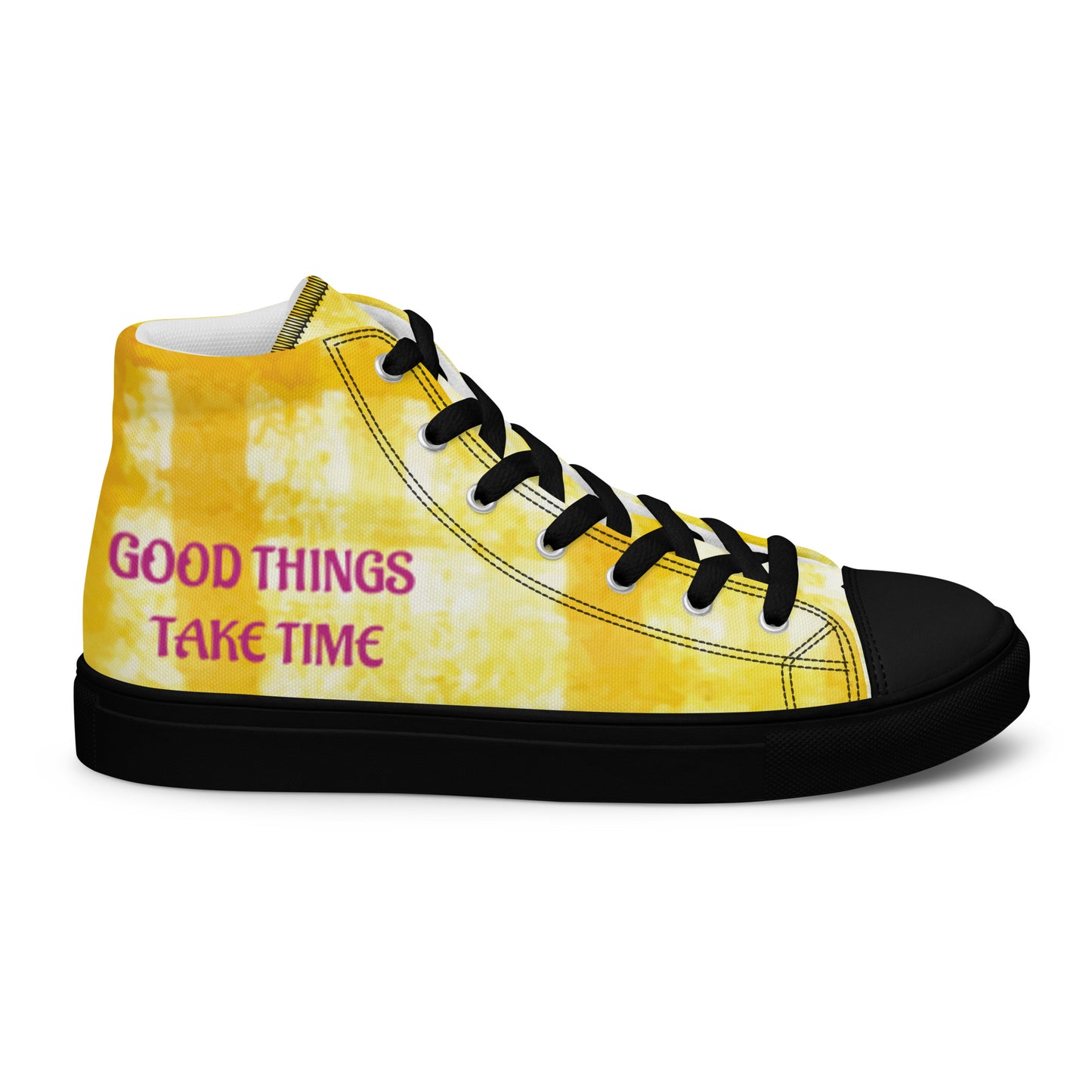 Men’s high top canvas shoes-Tie dye Good things take time