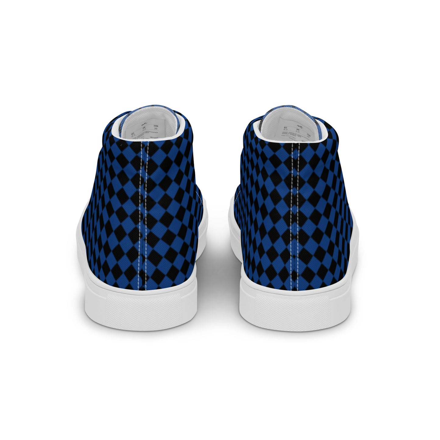 Men’s high top canvas shoes-Checkered blue