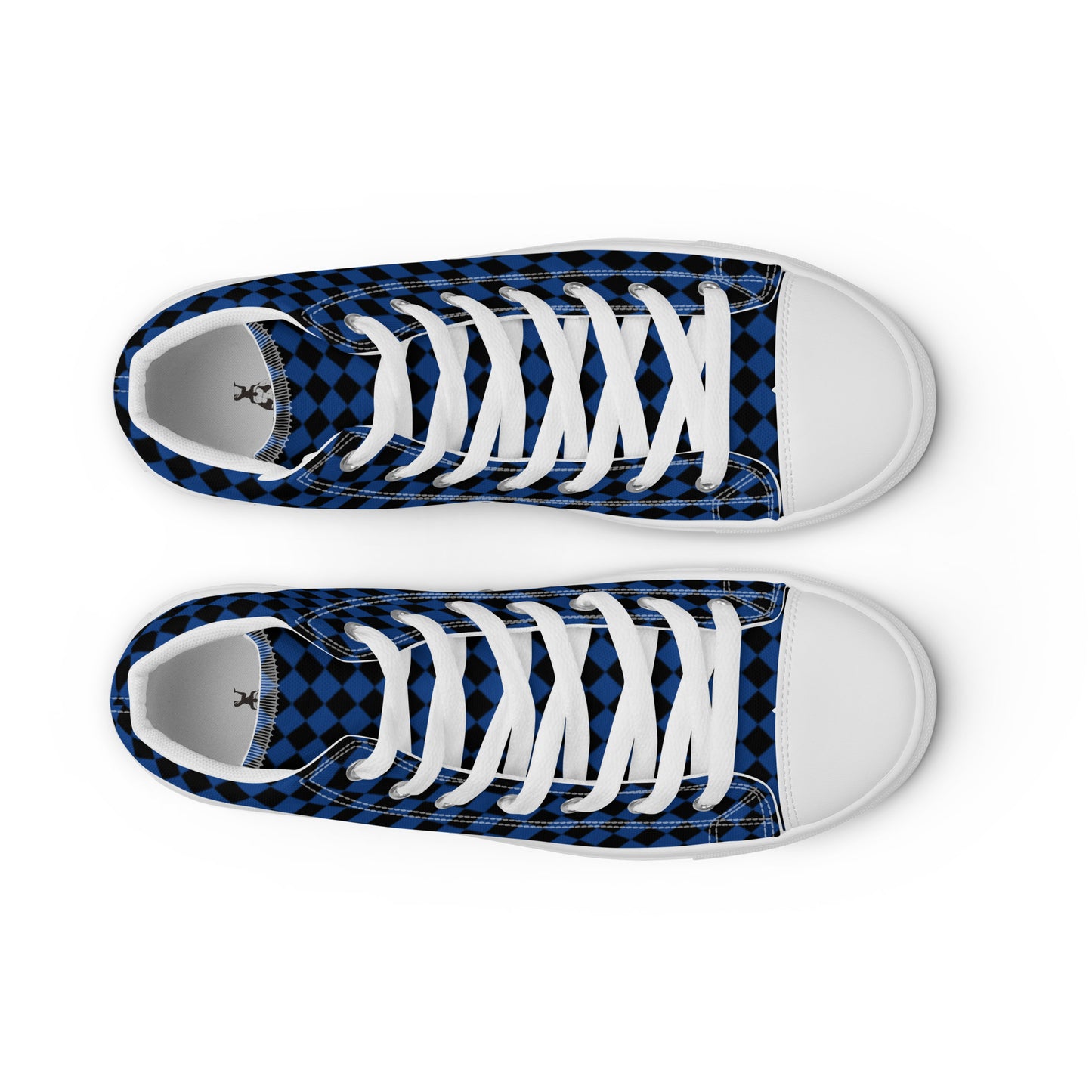 Men’s high top canvas shoes-Checkered blue