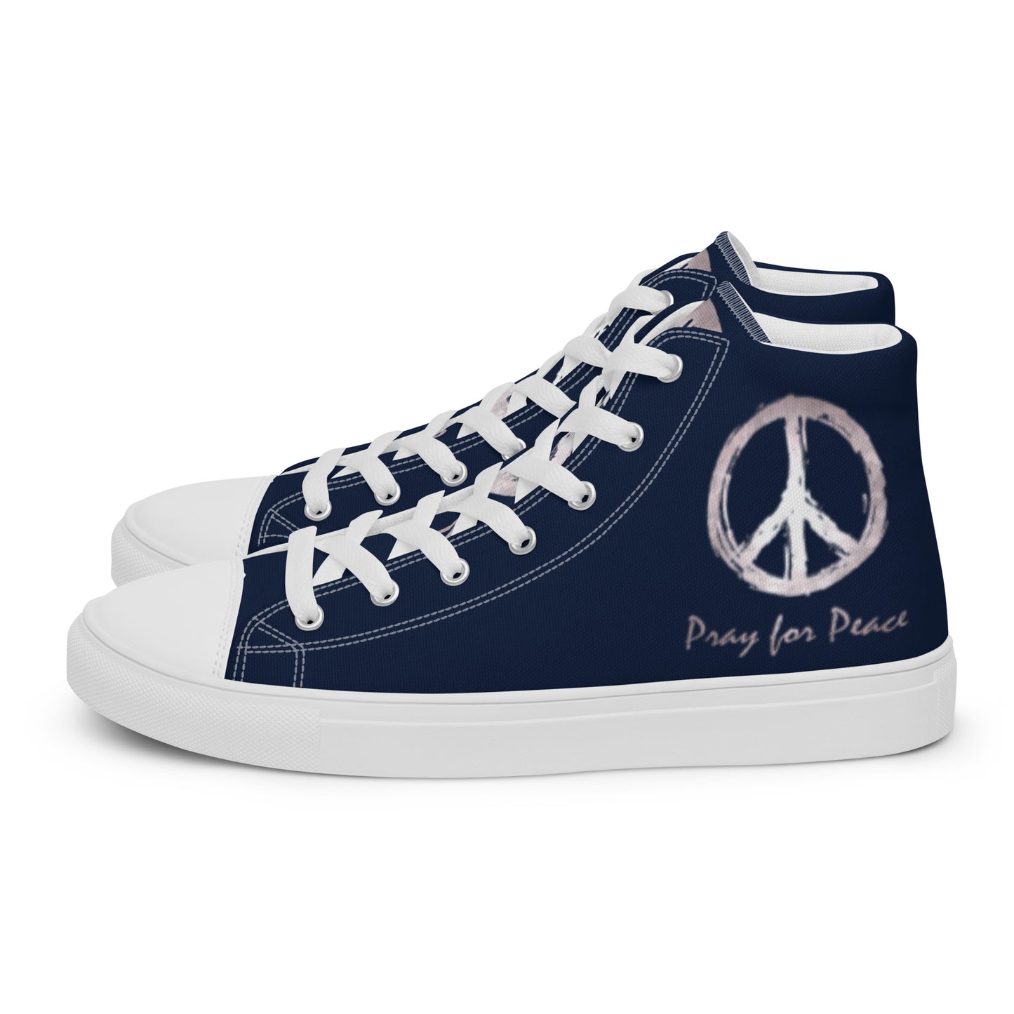 Men’s high top canvas shoes-Navy blue-Peace & Dove