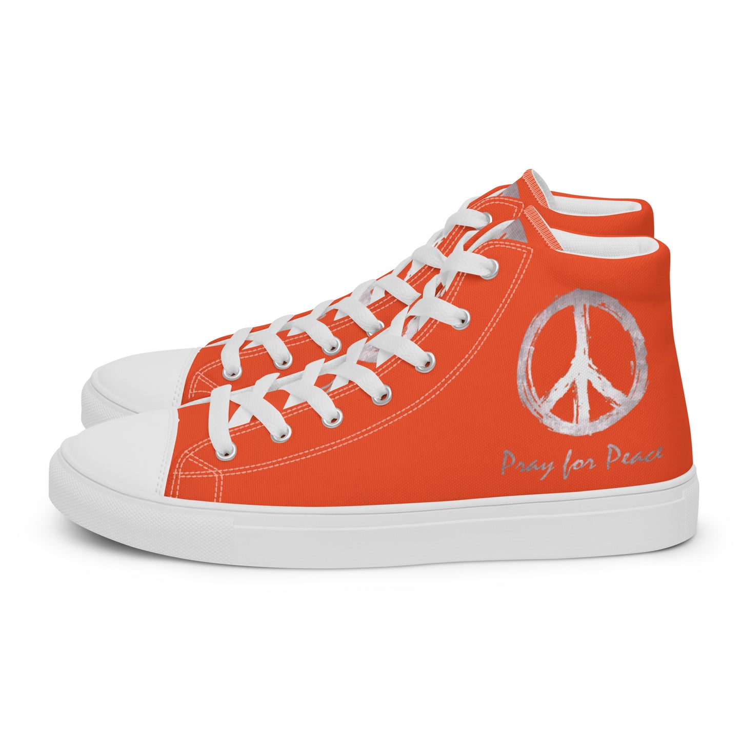 Men’s high top canvas shoes-Outrageous orange-Peace & Dove