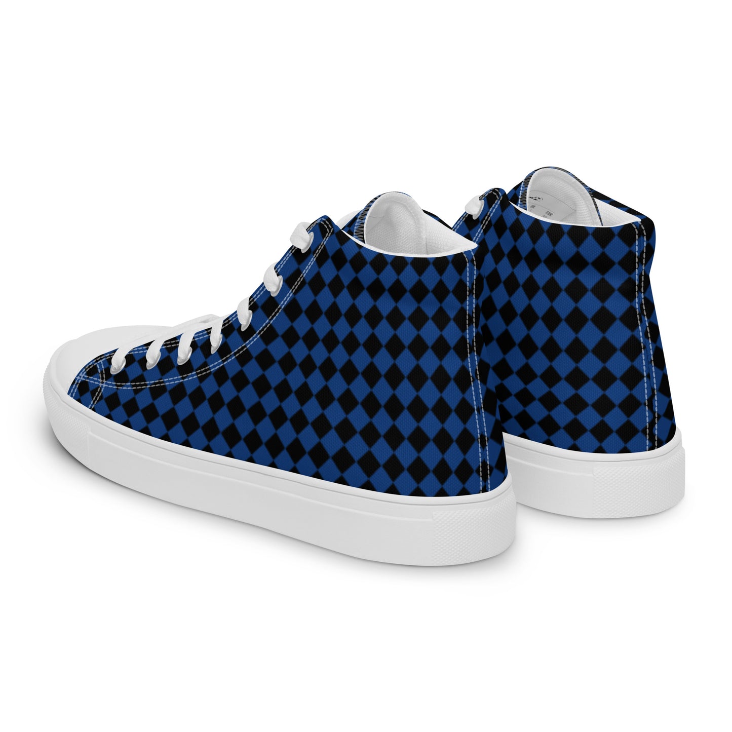 Men’s high top canvas shoes-Checkered blue