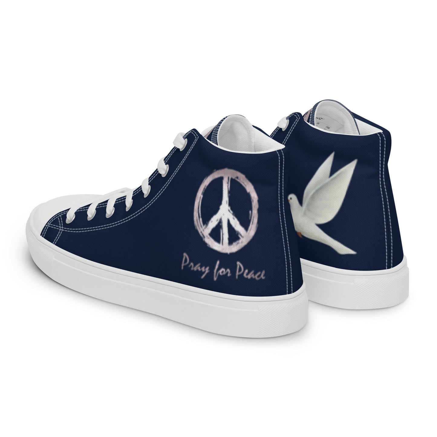 Men’s high top canvas shoes-Navy blue-Peace & Dove