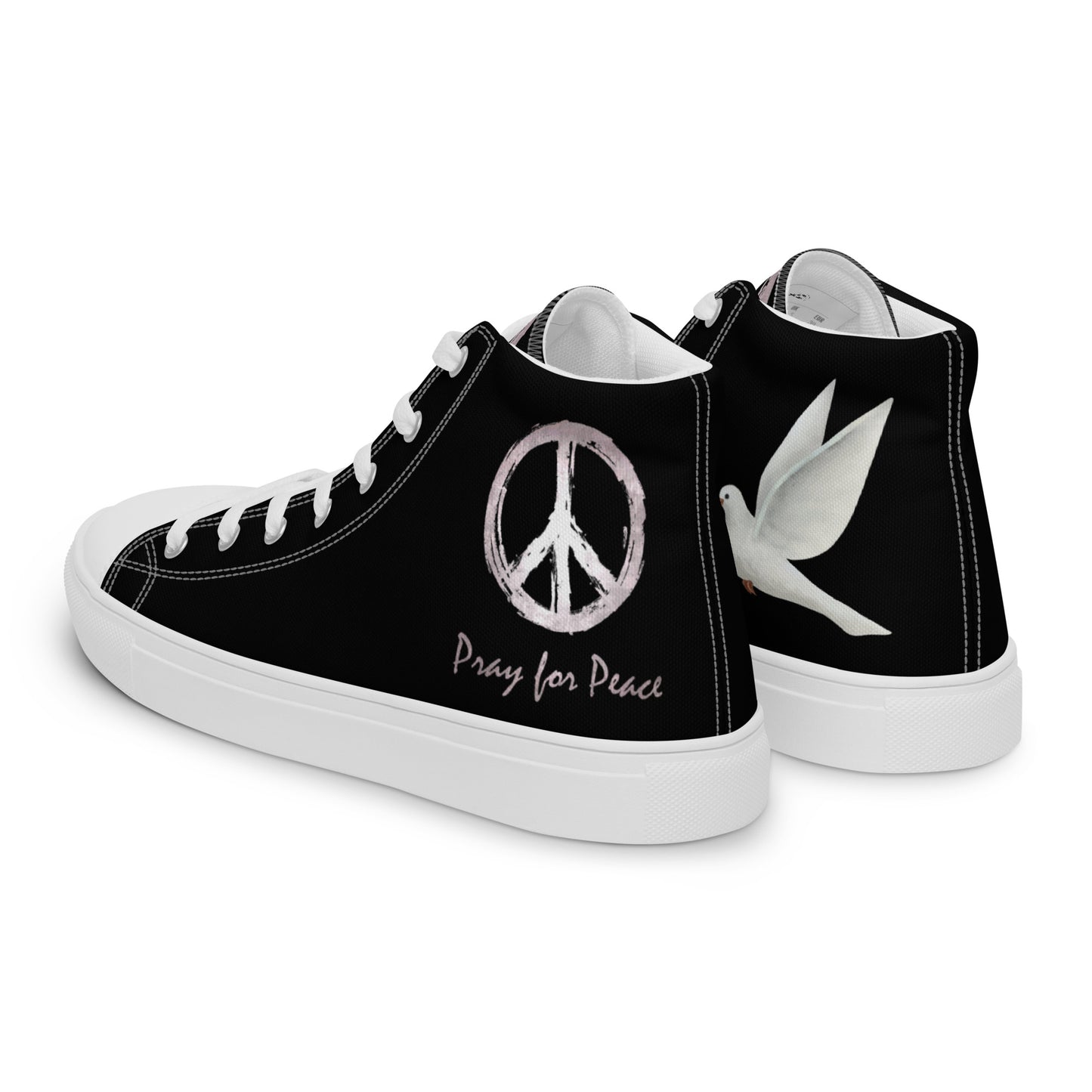 Men’s high top canvas shoes-Black-Peace & Dove