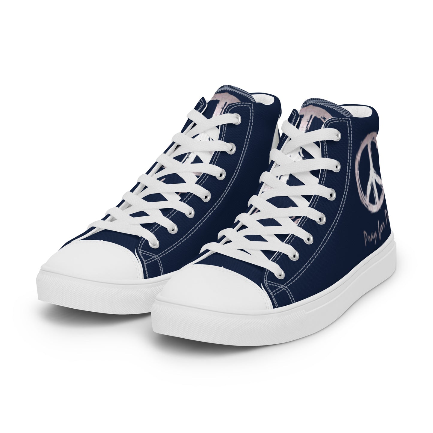 Men’s high top canvas shoes-Navy blue-Peace & Dove