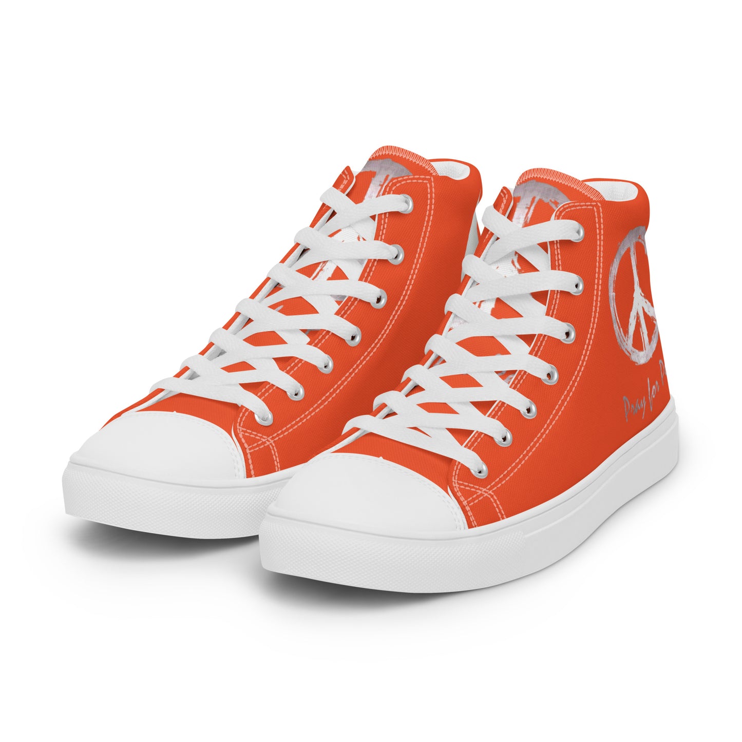 Men’s high top canvas shoes-Outrageous orange-Peace & Dove