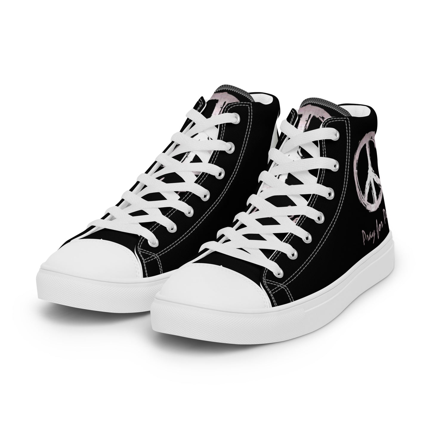 Men’s high top canvas shoes-Black-Peace & Dove