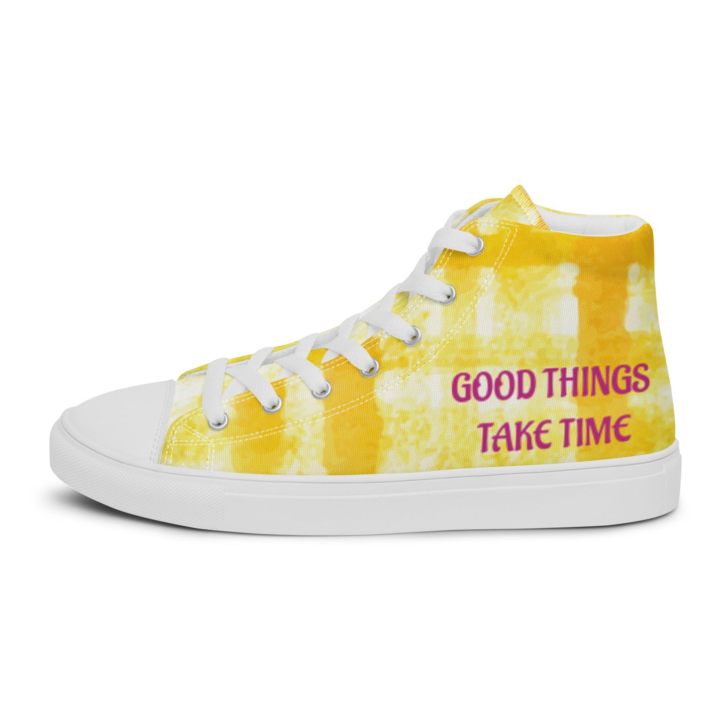 Men’s high top canvas shoes-Tie dye Good things take time