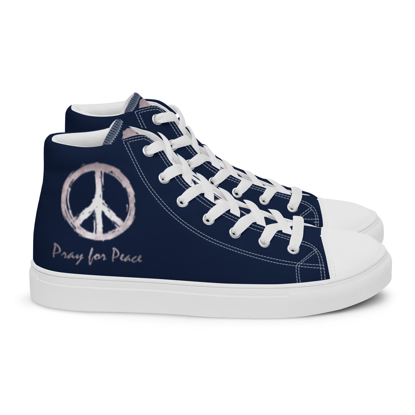 Men’s high top canvas shoes-Navy blue-Peace & Dove