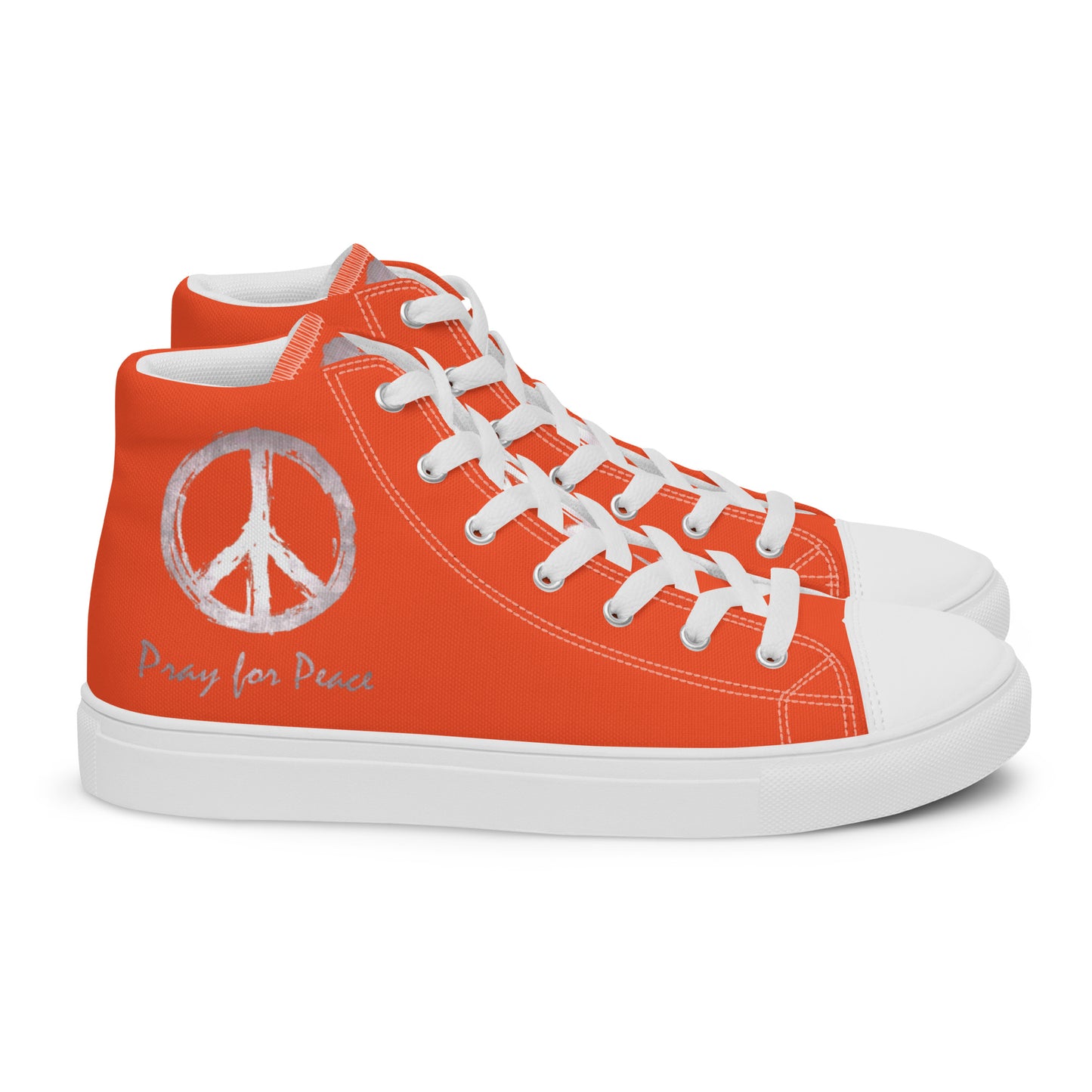 Men’s high top canvas shoes-Outrageous orange-Peace & Dove