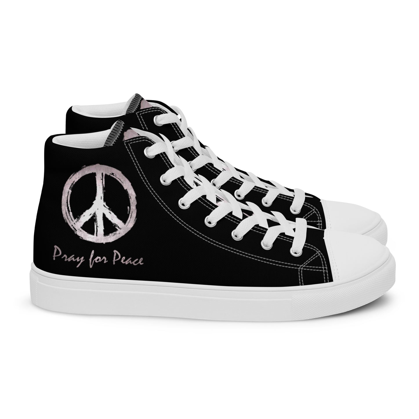 Men’s high top canvas shoes-Black-Peace & Dove