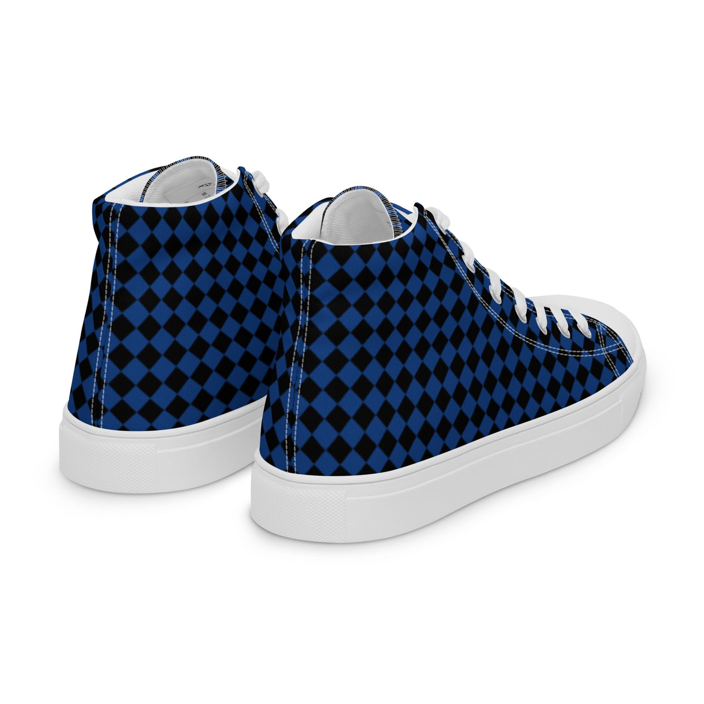 Men’s high top canvas shoes-Checkered blue