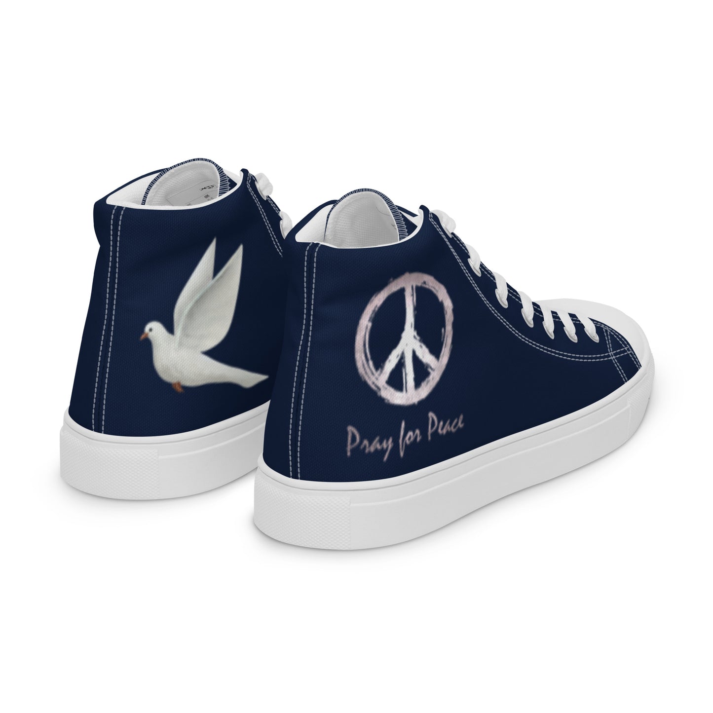 Men’s high top canvas shoes-Navy blue-Peace & Dove