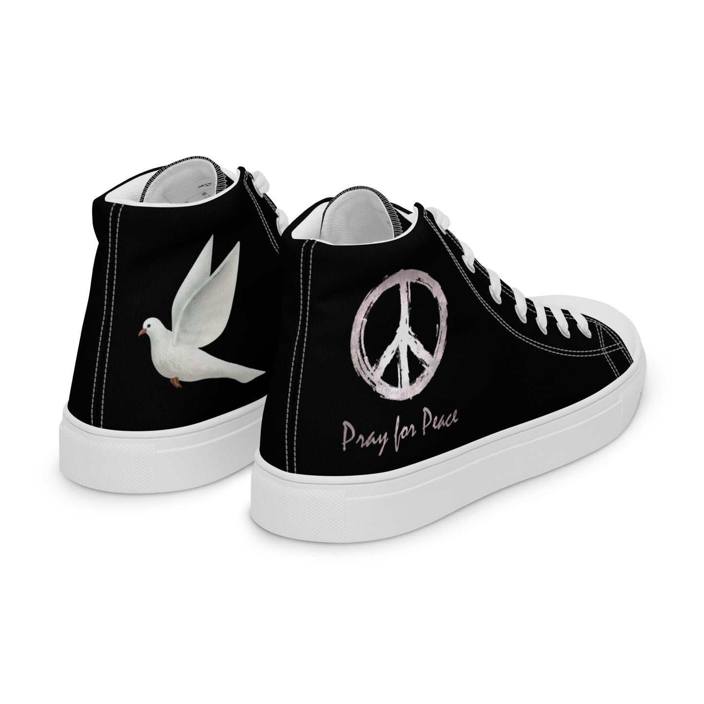 Men’s high top canvas shoes-Black-Peace & Dove