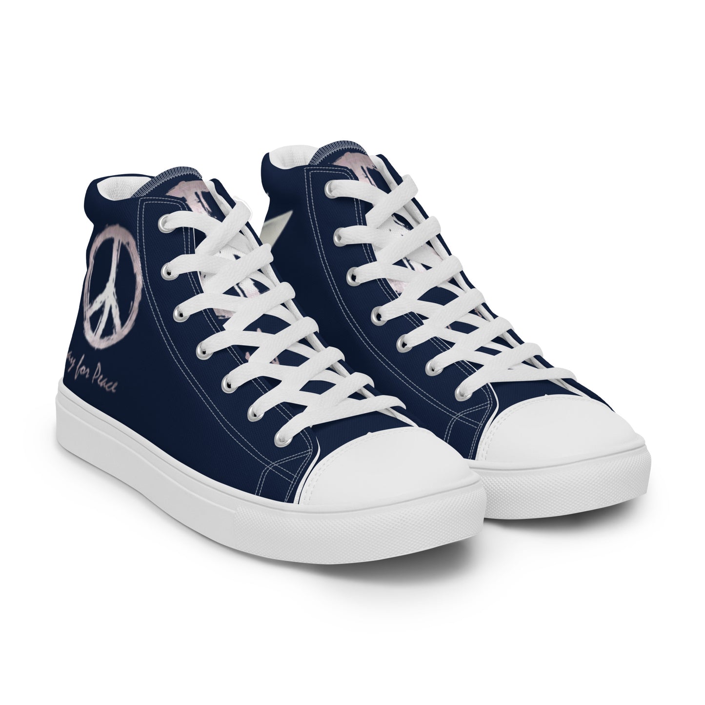 Men’s high top canvas shoes-Navy blue-Peace & Dove