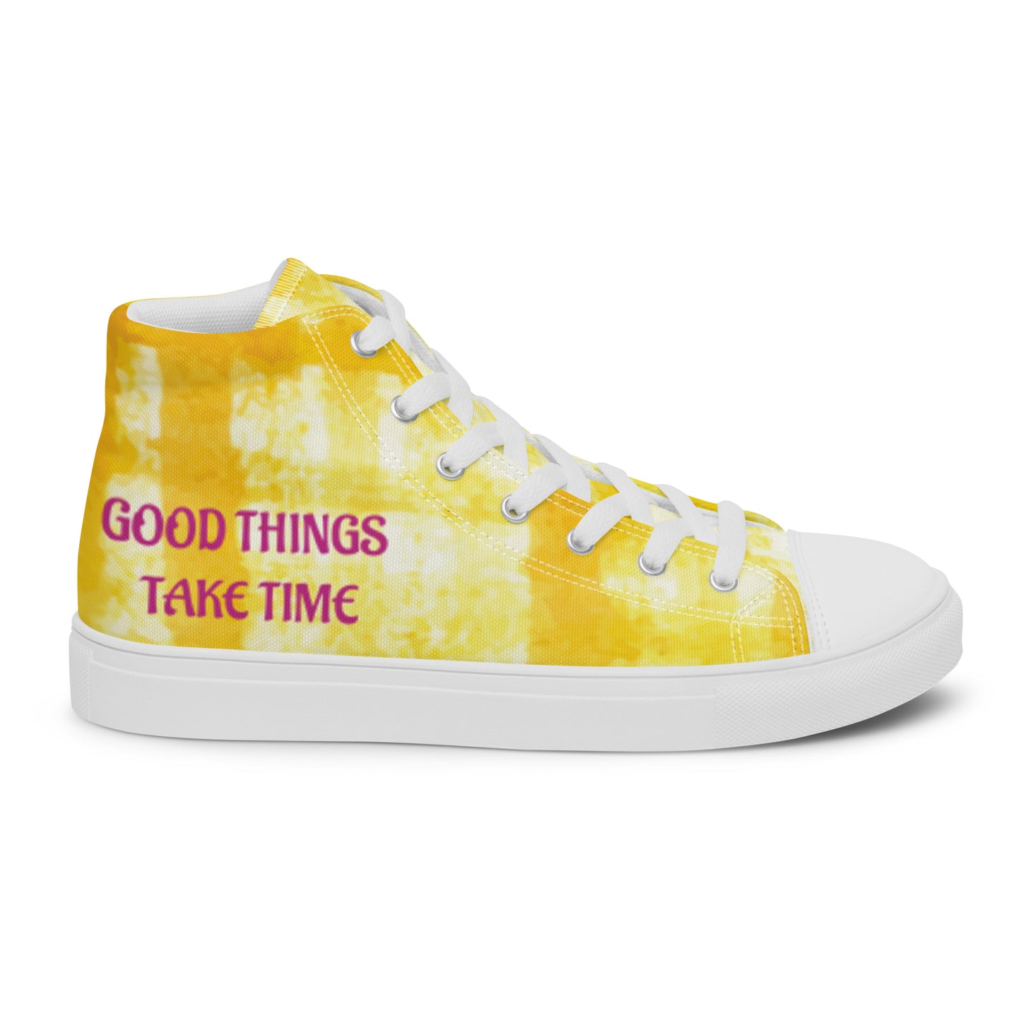 Men’s high top canvas shoes-Tie dye Good things take time