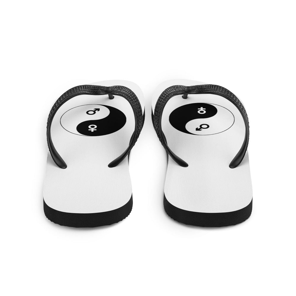 Flip-Flops with male/female yin yang symbol