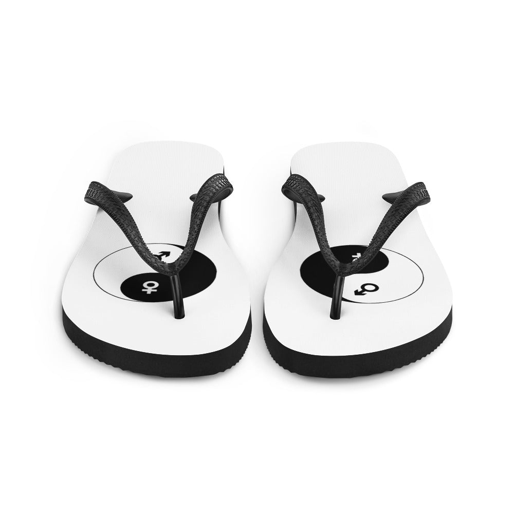 Flip-Flops with male/female yin yang symbol