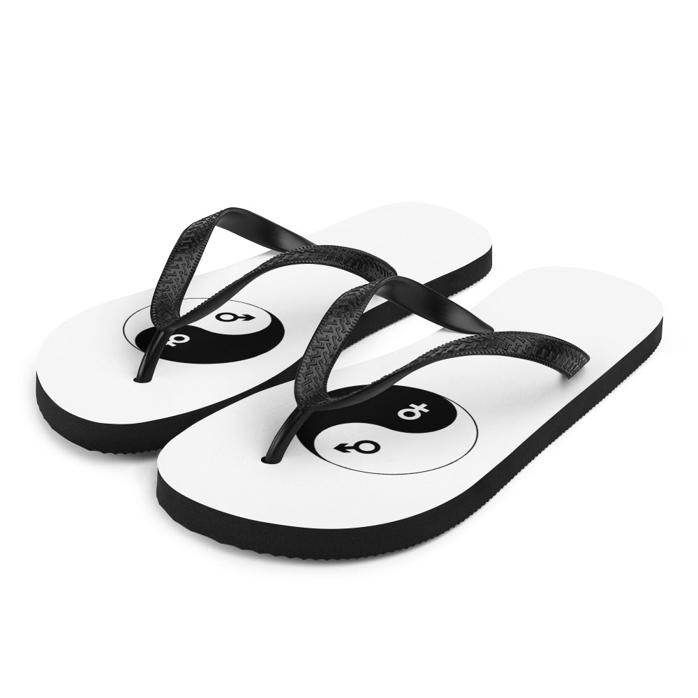 Flip-Flops with male/female yin yang symbol