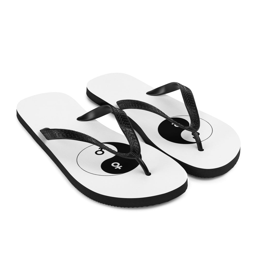 Flip-Flops with male/female yin yang symbol