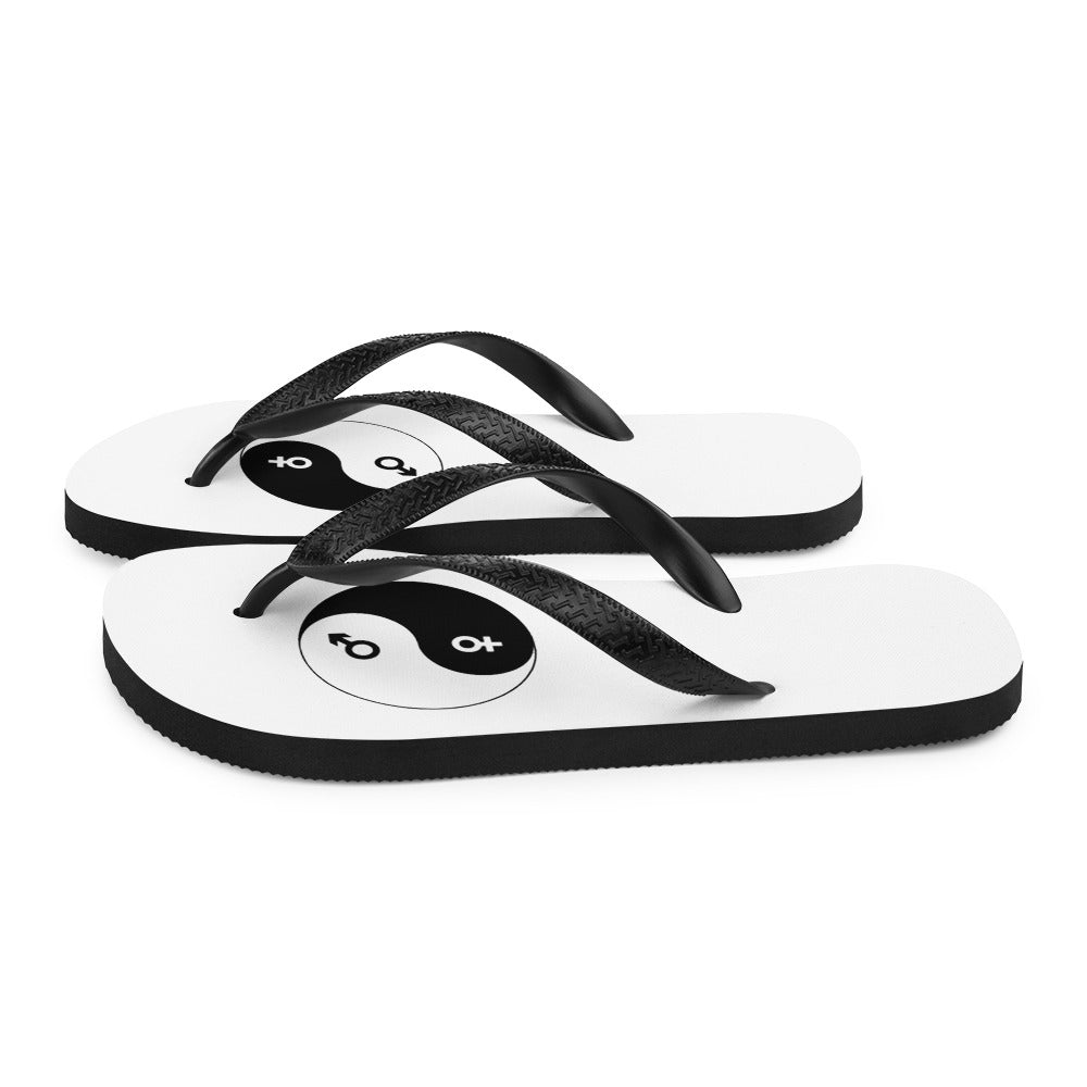 Flip-Flops with male/female yin yang symbol