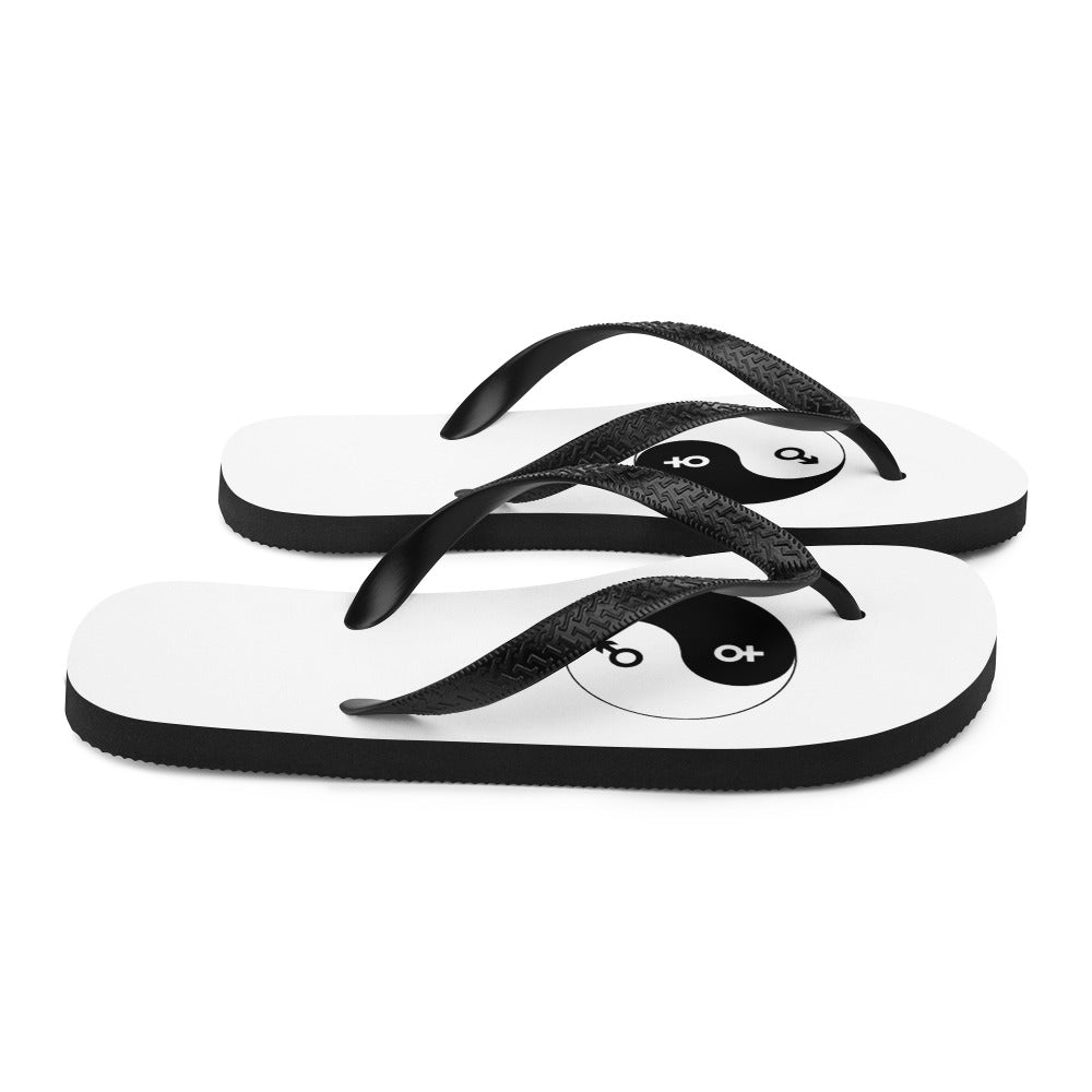 Flip-Flops with male/female yin yang symbol